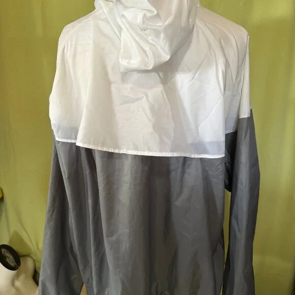 Nike Men's White Gray Full Zip Windbreaker Jacket Size 2XL XXL Polyester - Picture 4 of 5